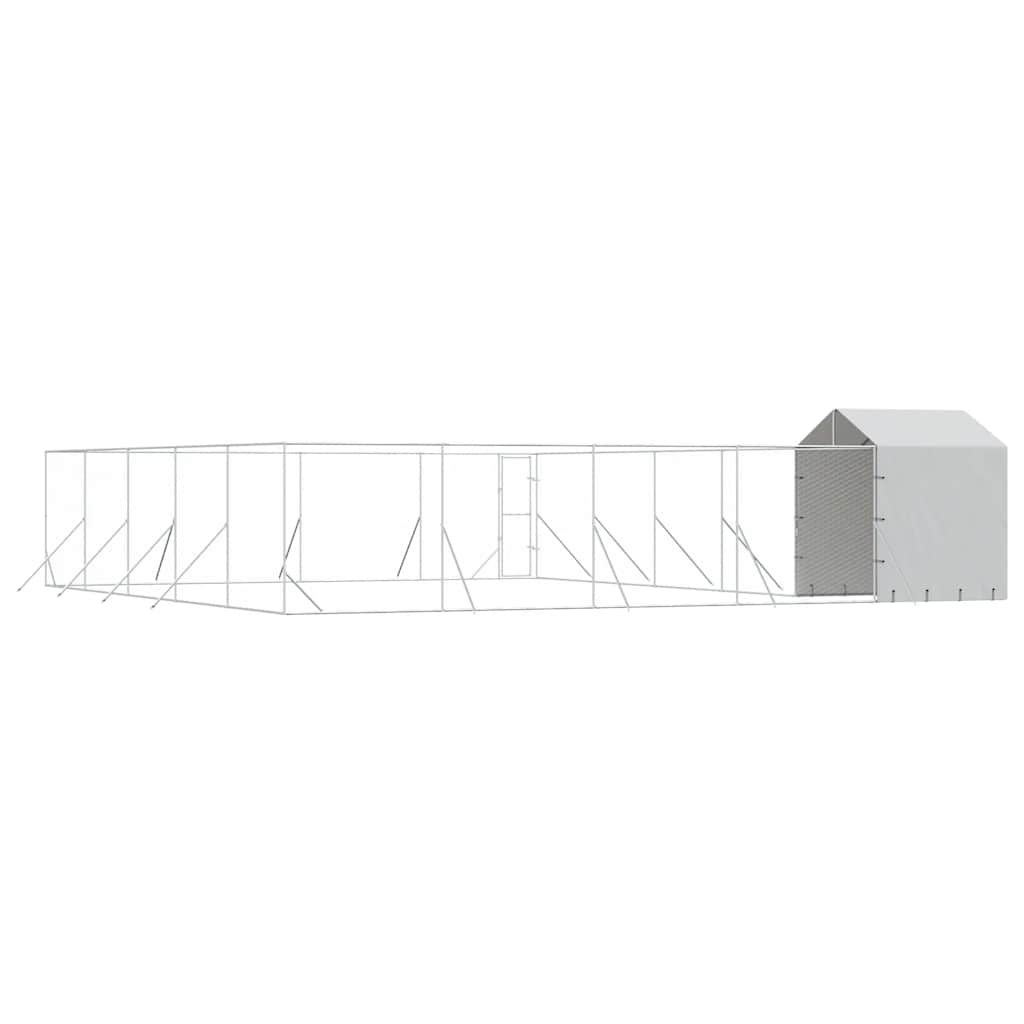 Cuccia Cani da Esterno Tetto Argento 10x10x2,5m Acciaio Zincato