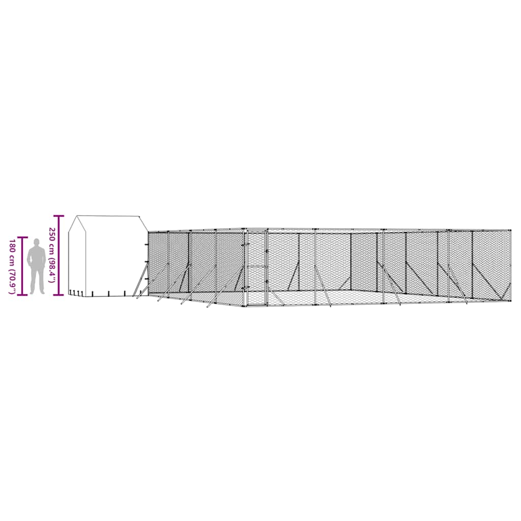 Cuccia Cani da Esterno Tetto Argento 10x10x2,5m Acciaio Zincato