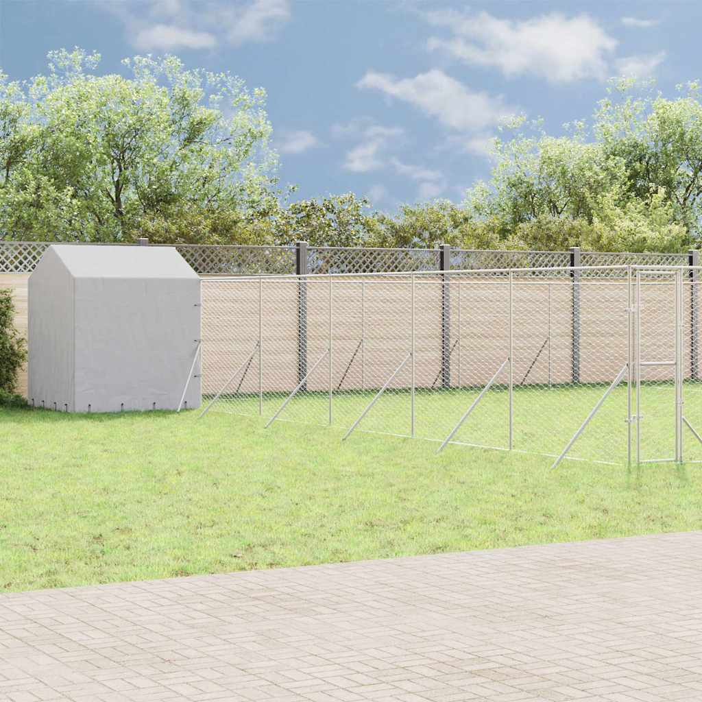 Cuccia Cani da Esterno Tetto Argento 12x12x2,5m Acciaio Zincato