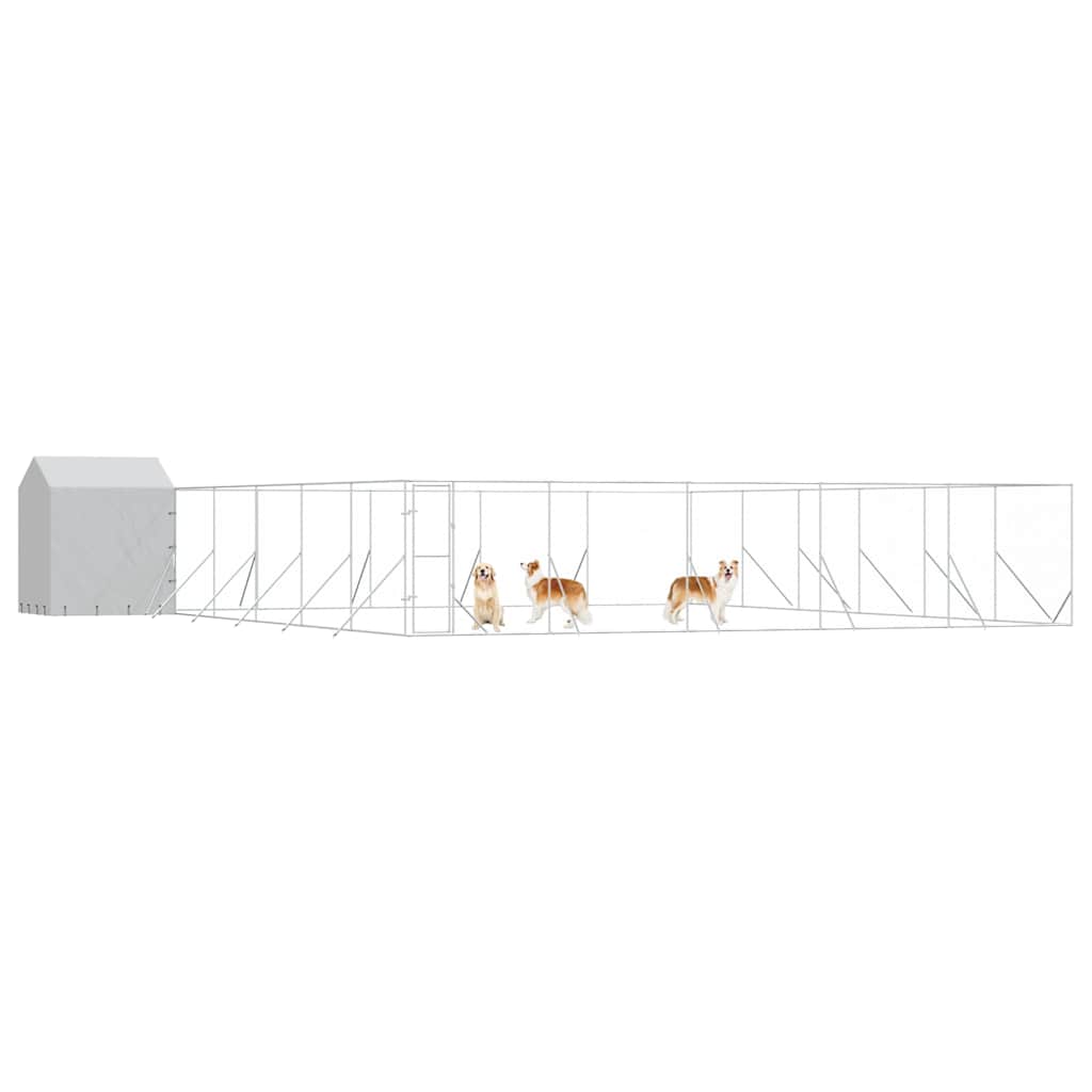Cuccia Cani da Esterno Tetto Argento 12x12x2,5m Acciaio Zincato