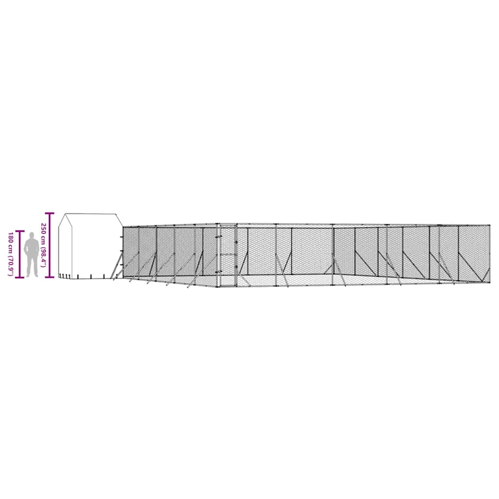 Cuccia Cani da Esterno Tetto Argento 12x12x2,5m Acciaio Zincato