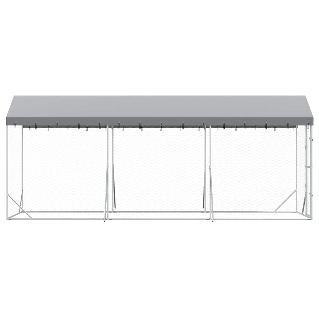 Cuccia Cani da Esterno Tetto Argento 2x6x2,5 m Acciaio Zincato