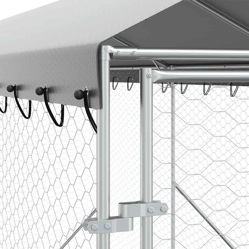 Cuccia Cani da Esterno Tetto Argento 2x6x2,5 m Acciaio Zincato