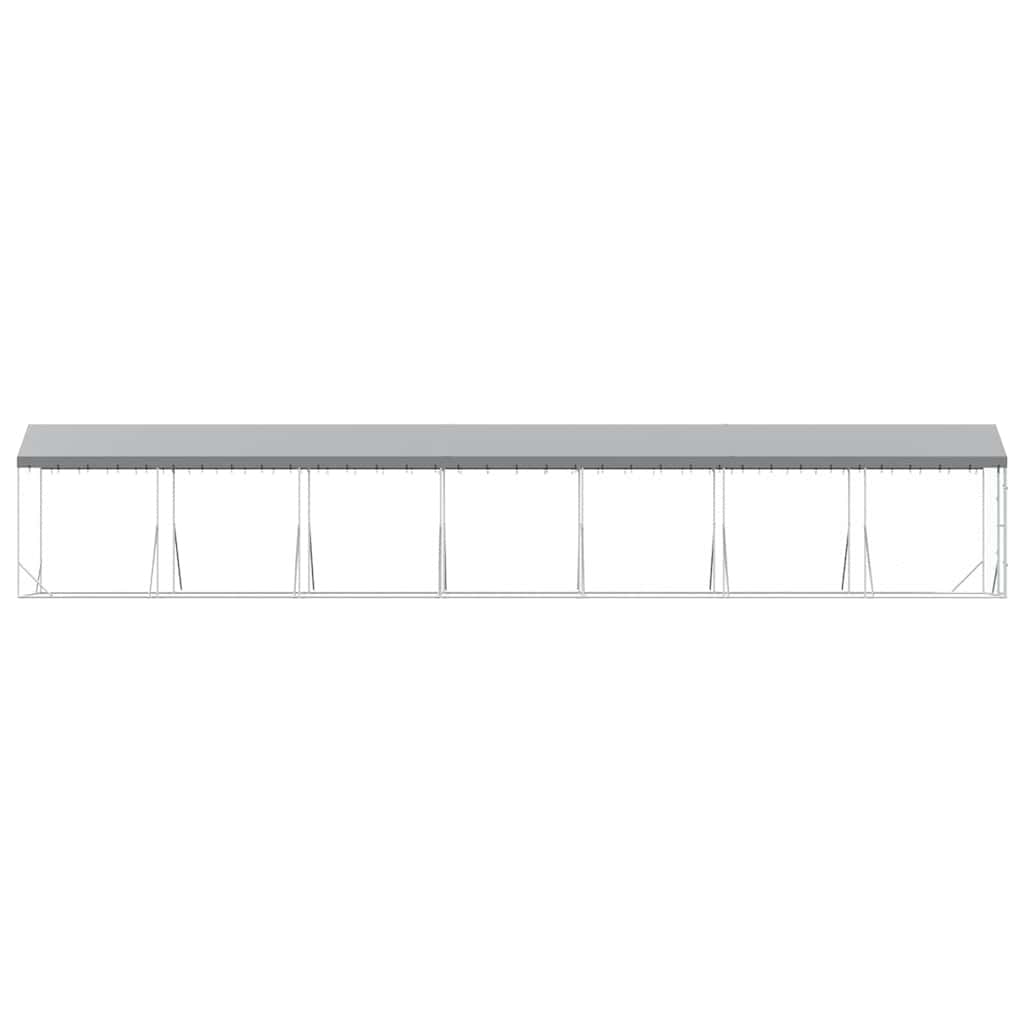 Cuccia Cani da Esterno Tetto Argento 2x14x2,5 m Acciaio Zincato