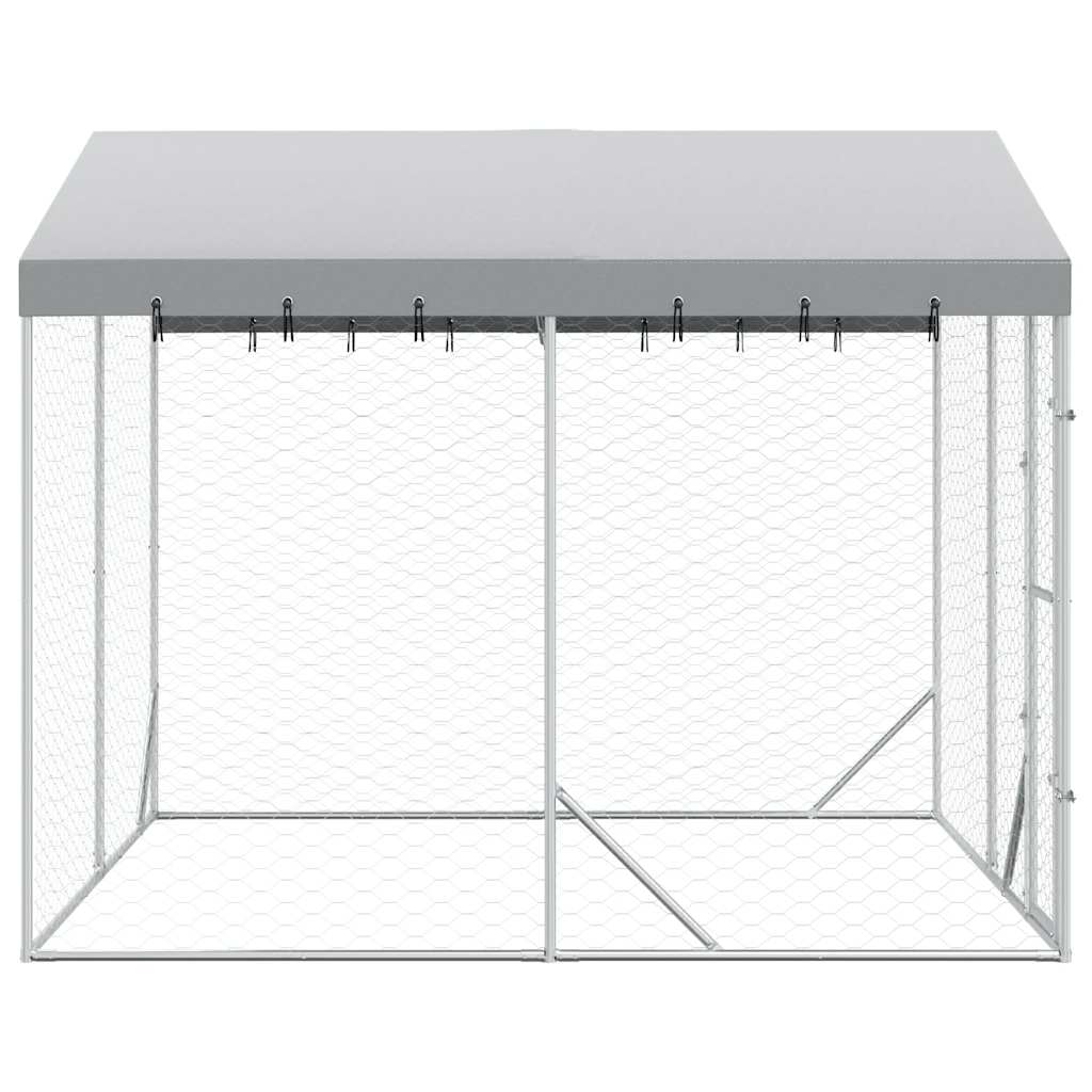 Cuccia Cani da Esterno Tetto Argento 3x3x2,5 m Acciaio Zincato