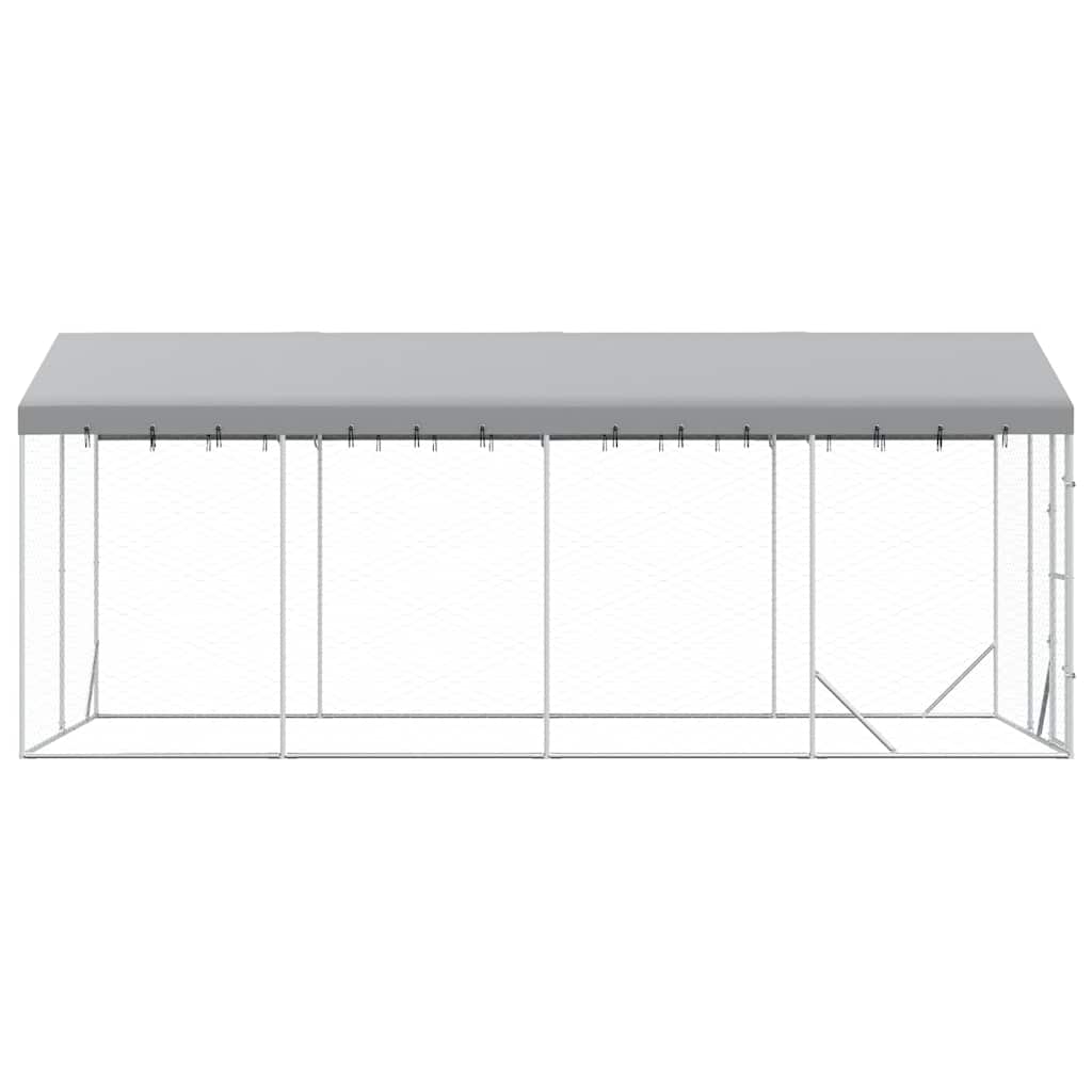 Cuccia Cani da Esterno Tetto Argento 3x6x2,5 m Acciaio Zincato
