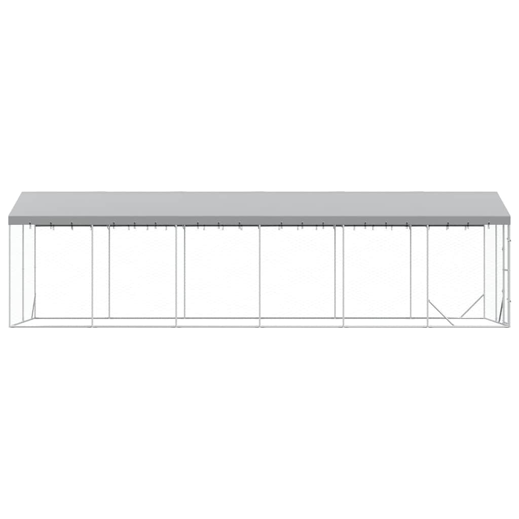 Cuccia Cani da Esterno Tetto Argento 3x9x2,5 m Acciaio Zincato
