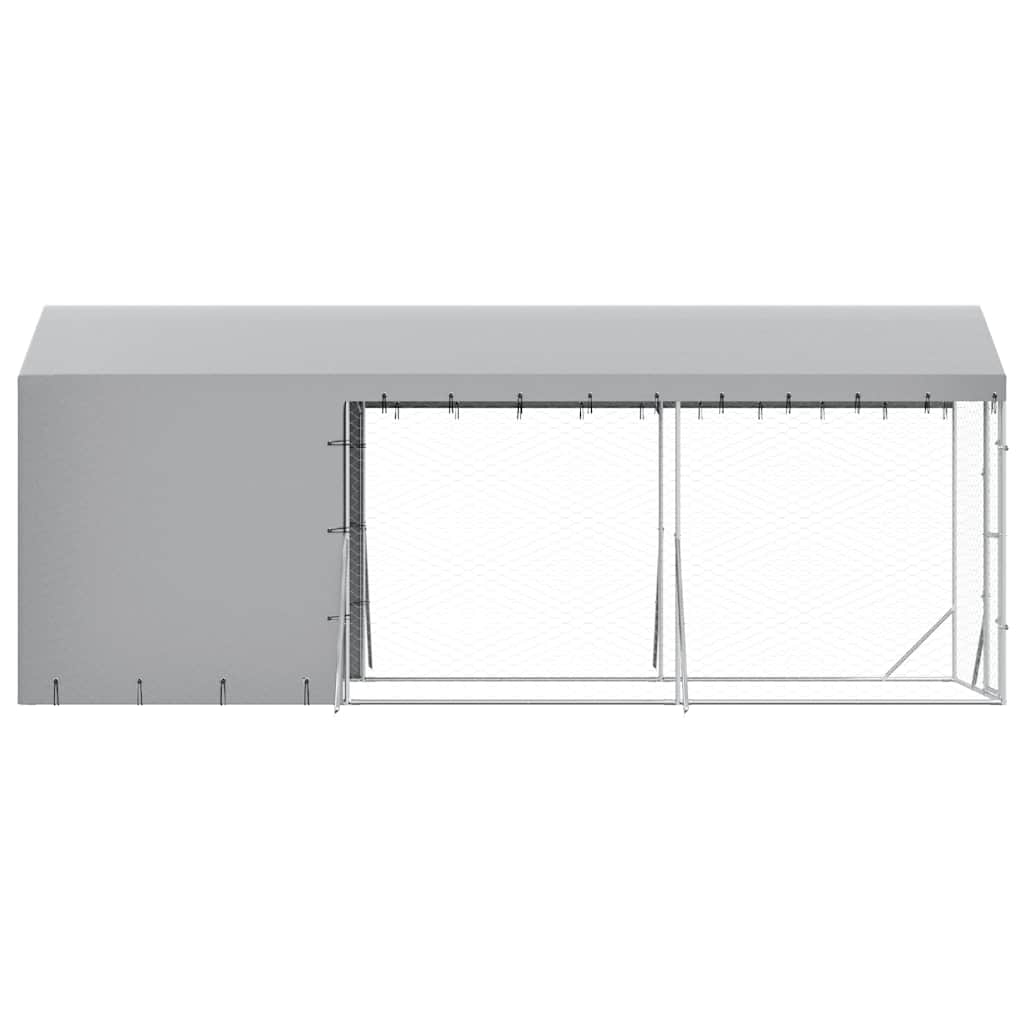Cuccia Cani da Esterno Tetto Argento 2x6x2,5 m Acciaio Zincato