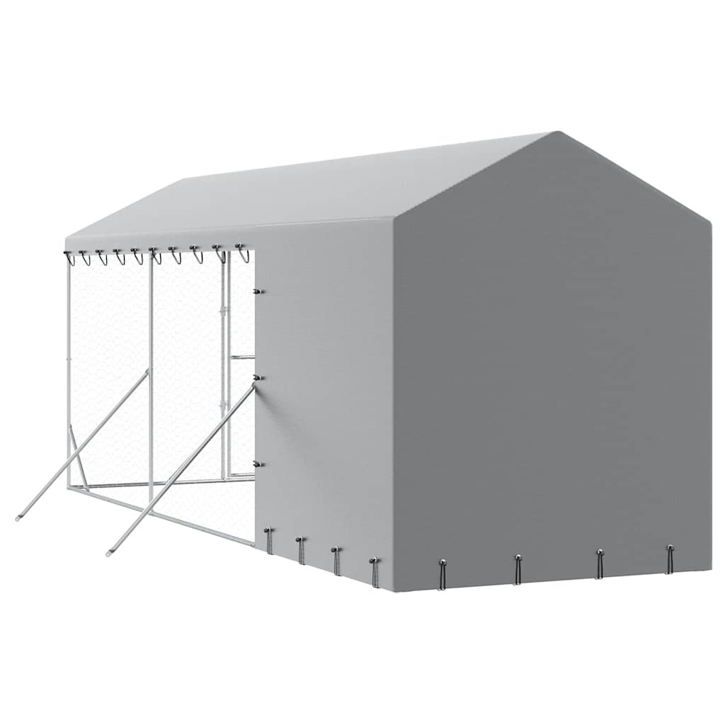 Cuccia Cani da Esterno Tetto Argento 2x6x2,5 m Acciaio Zincato