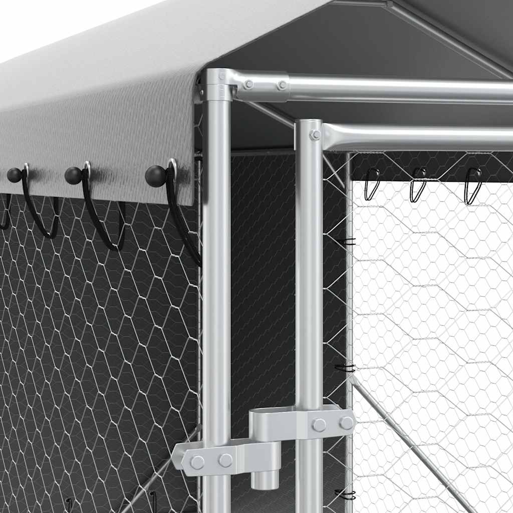 Cuccia Cani da Esterno Tetto Argento 2x6x2,5 m Acciaio Zincato
