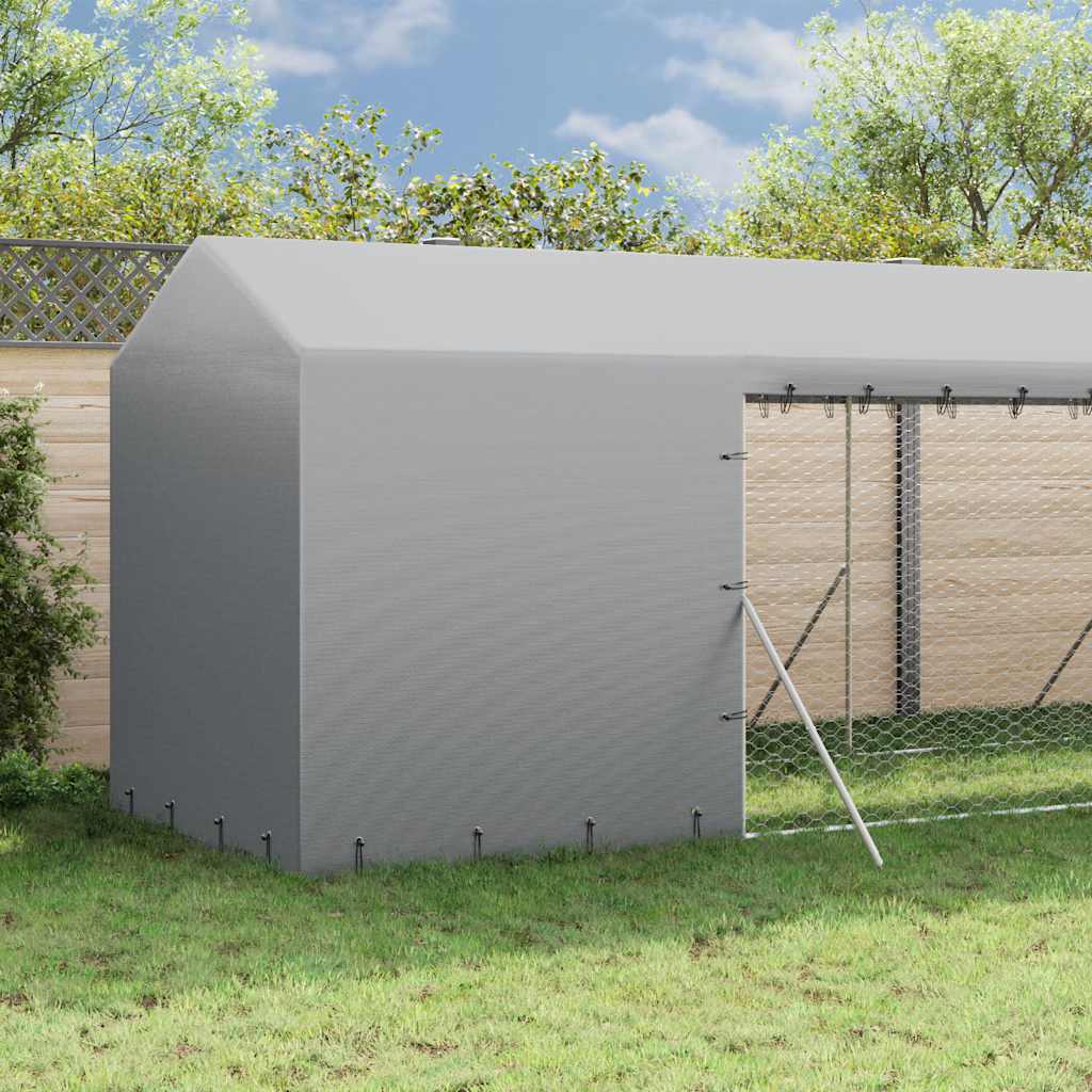 Cuccia Cani da Esterno Tetto Argento 2x10x2,5 m Acciaio Zincato