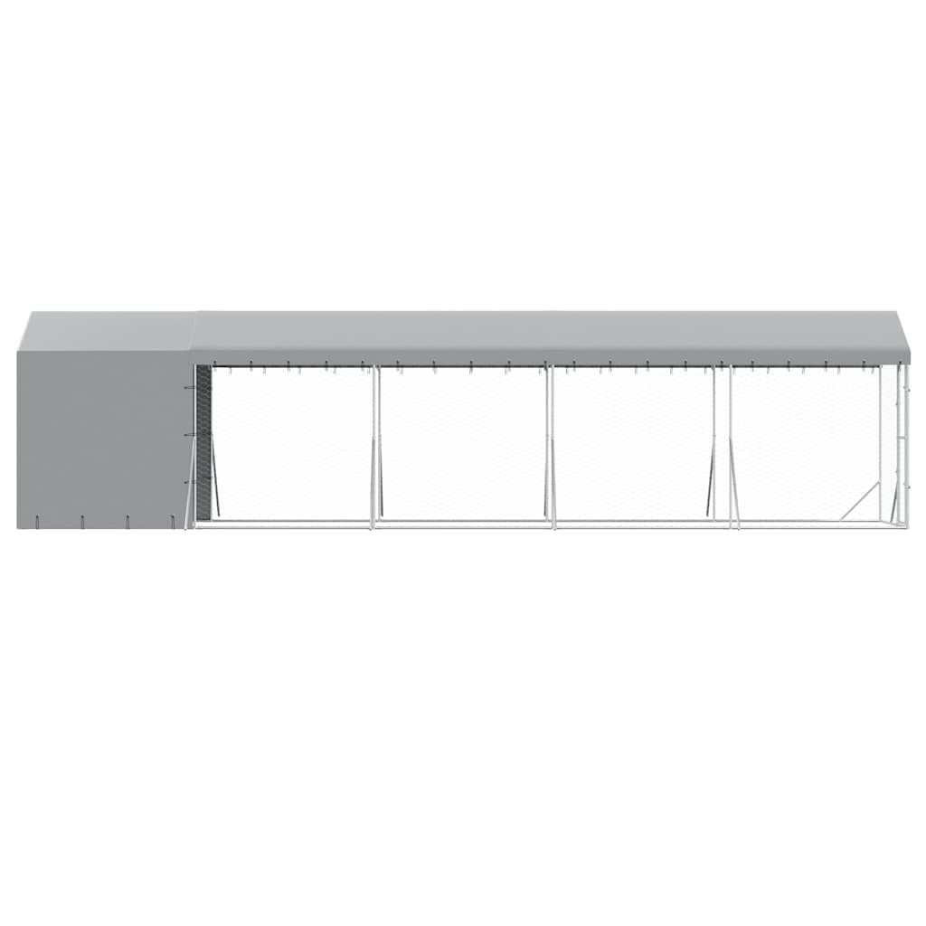 Cuccia Cani da Esterno Tetto Argento 2x10x2,5 m Acciaio Zincato