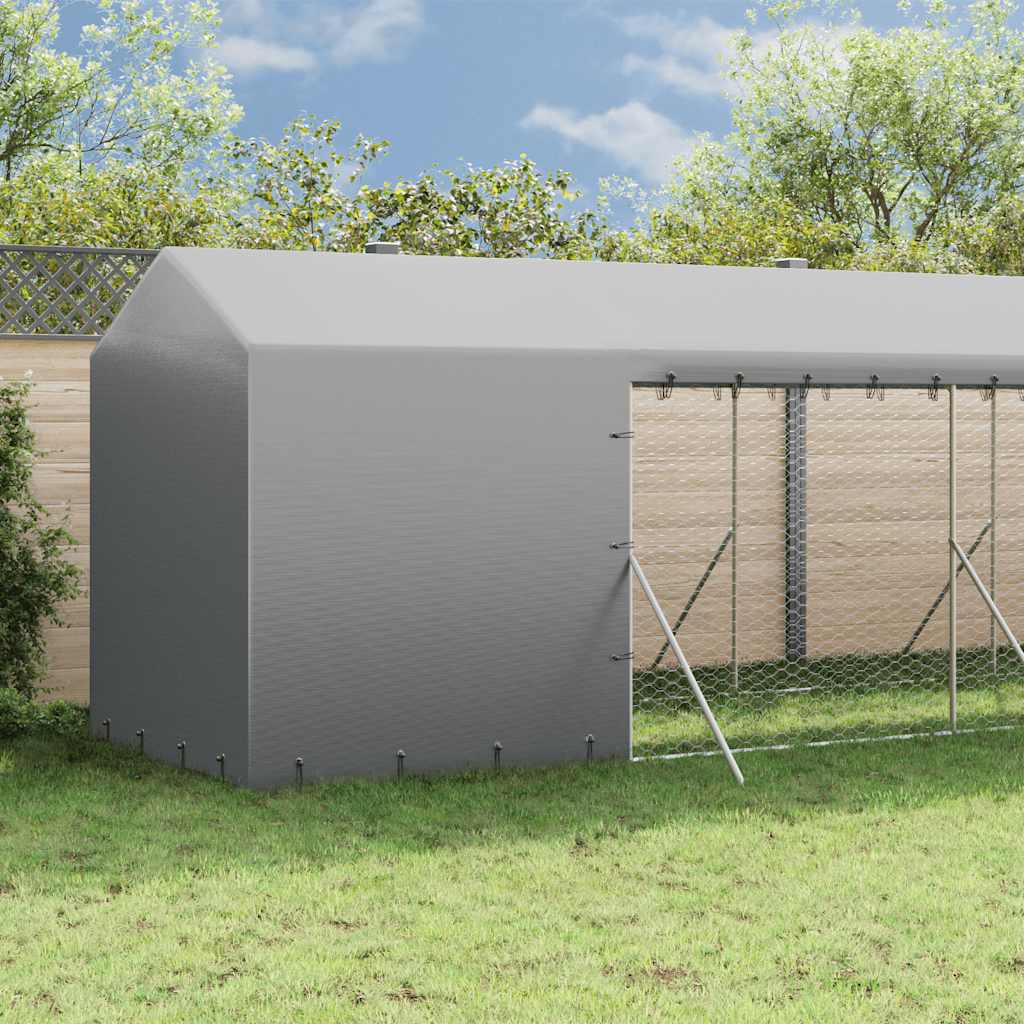 Cuccia Cani da Esterno Tetto Argento 2x14x2,5 m Acciaio Zincato