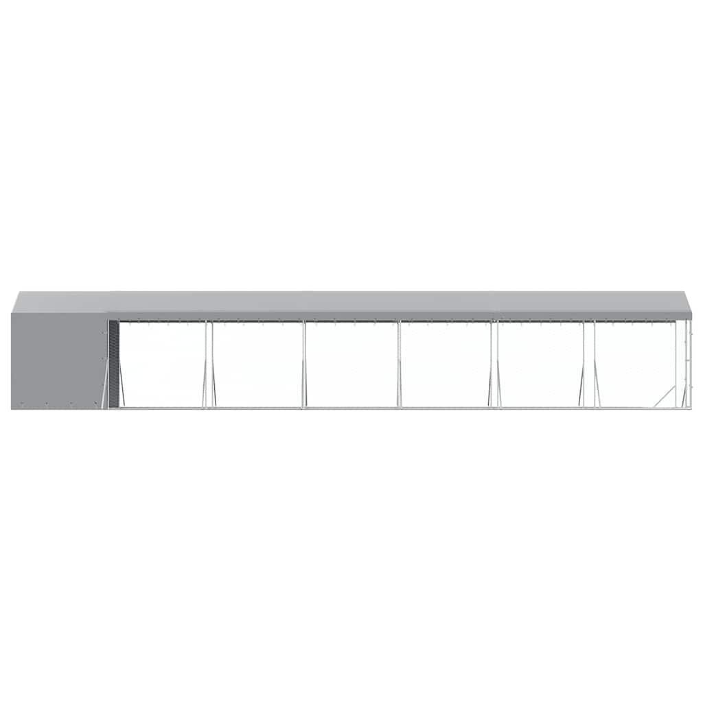 Cuccia Cani da Esterno Tetto Argento 2x14x2,5 m Acciaio Zincato