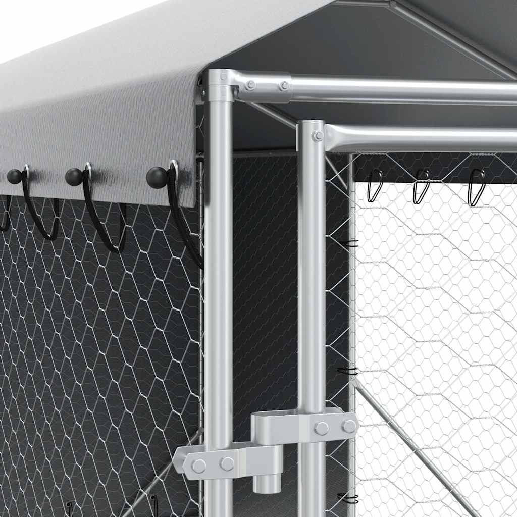 Cuccia Cani da Esterno Tetto Argento 2x14x2,5 m Acciaio Zincato