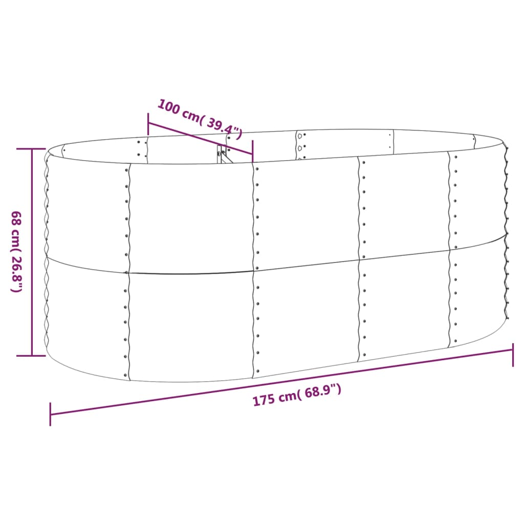 Letto Giardino Acciaio Verniciato Polvere 175x100x68 cm Marrone
