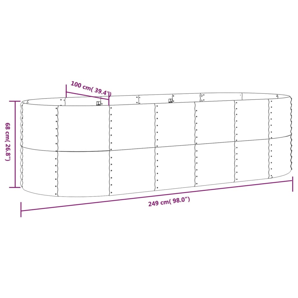 Letto Giardino Acciaio Zincato 249x100x68 cm Argento