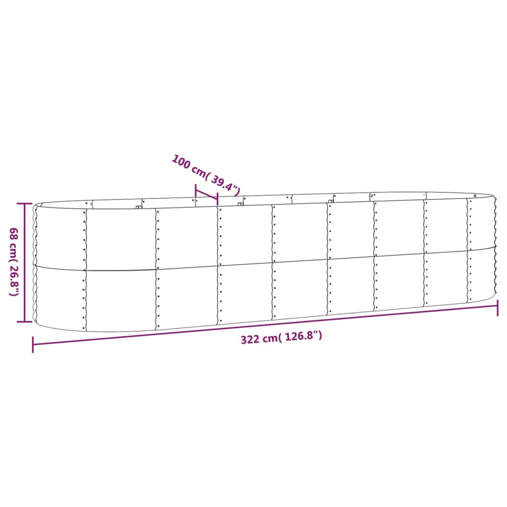 Letto Giardino Acciaio Zincato 322x100x68cm Grigio