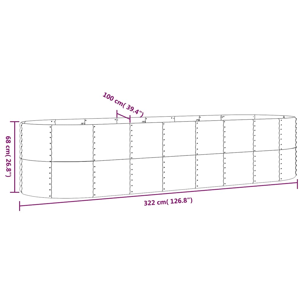 Letto da Giardino in Acciaio Zincato 322x100x68 cm Antracite