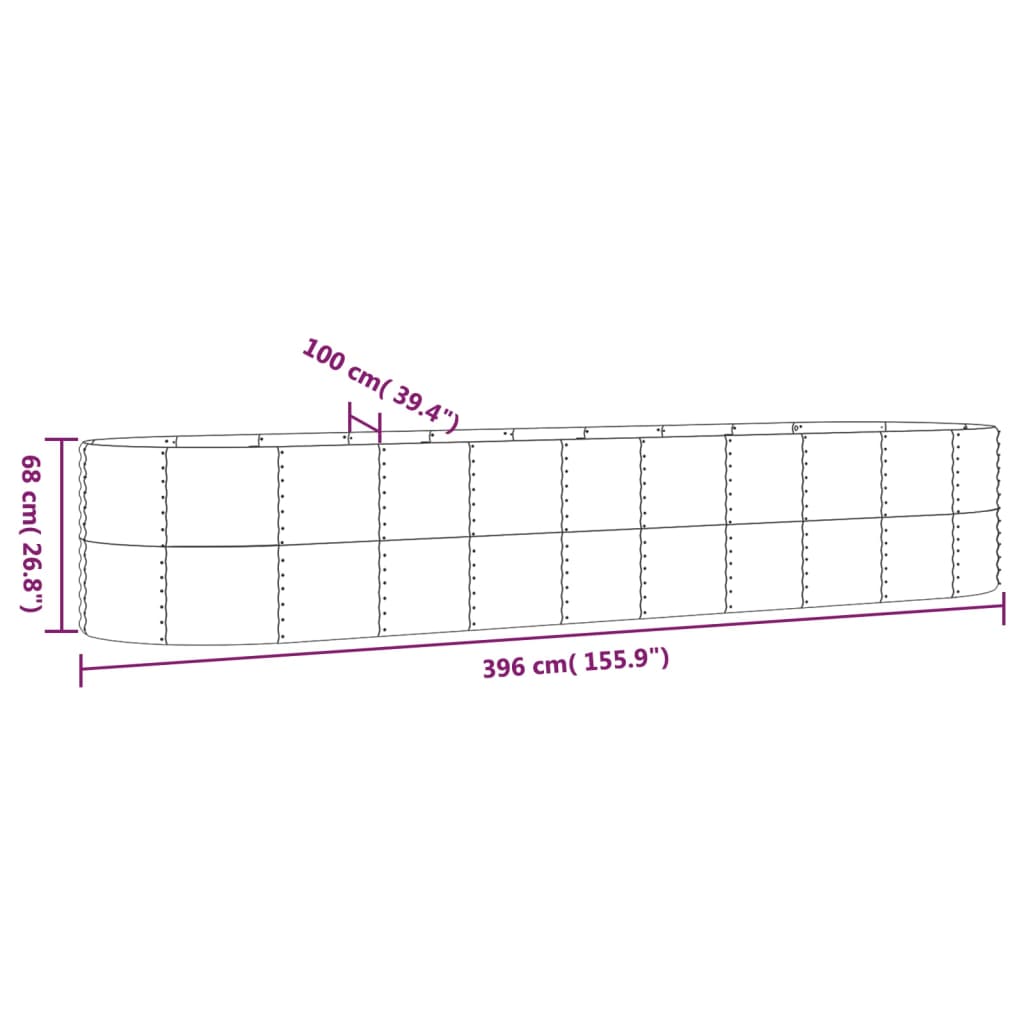 Letto Giardino Acciaio Zincato 396x100x68 cm Marrone