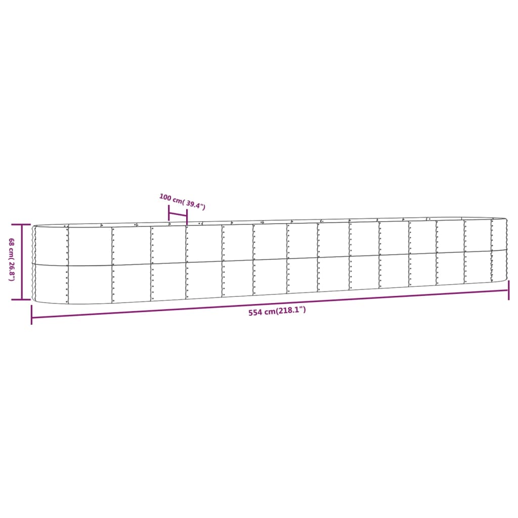 Letto Giardino Acciaio Verniciato Polvere 554x100x68cm Grigio