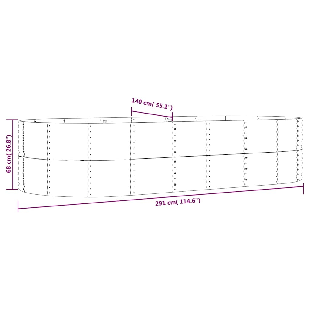 Letto Giardino Acciaio Zincato 291x140x68cm Antracite
