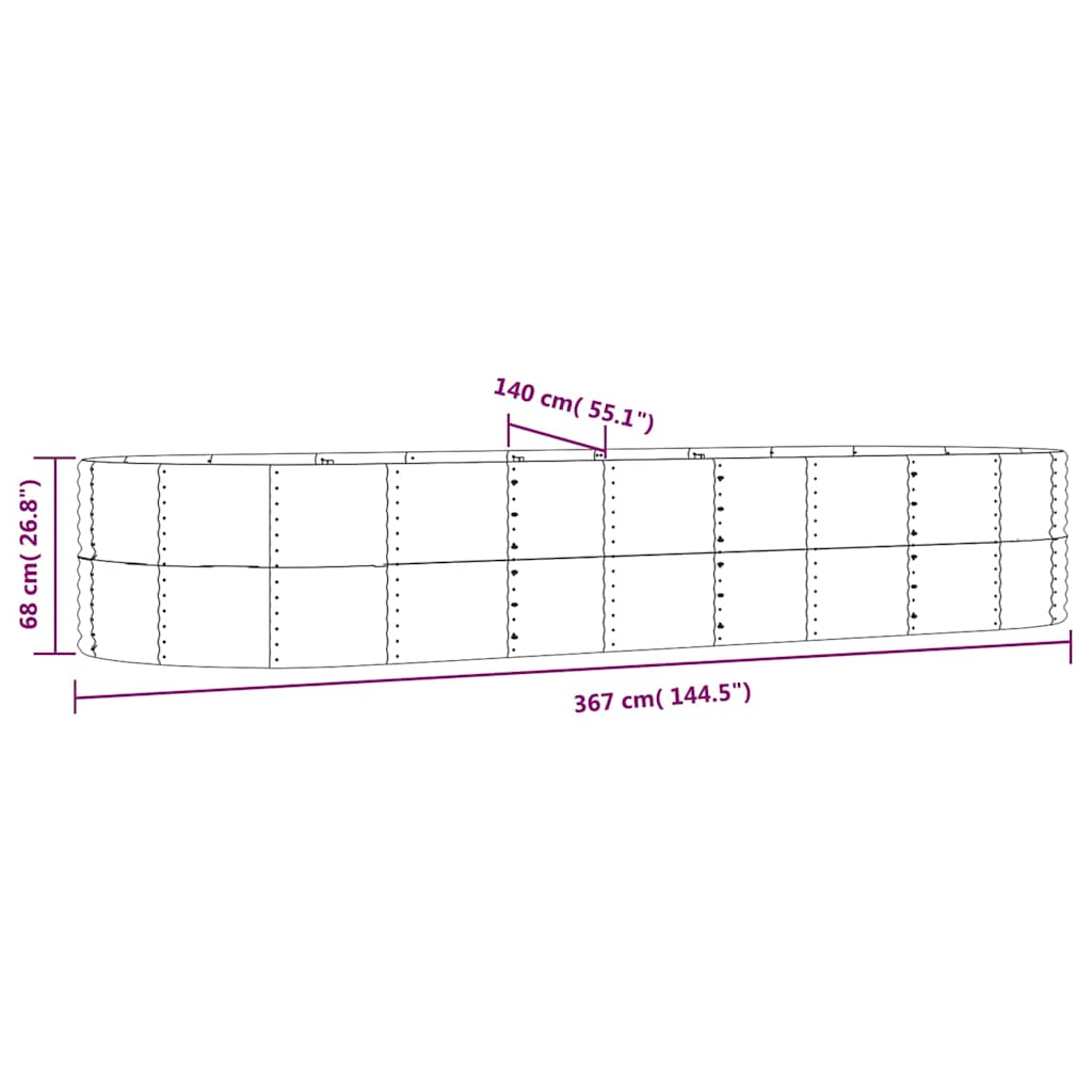 Letto Giardino Acciaio Zincato 367x140x68 cm Grigio