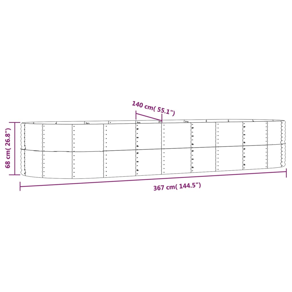 Letto Giardino Acciaio Zincato 367x140x68 cm Argento
