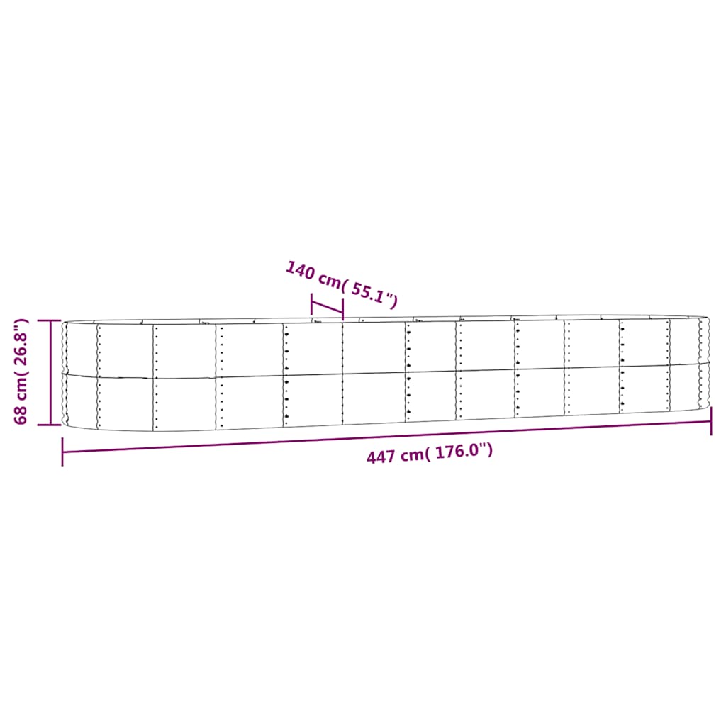 Letto Giardino Acciaio Zincato 447x140x68cm Antracite