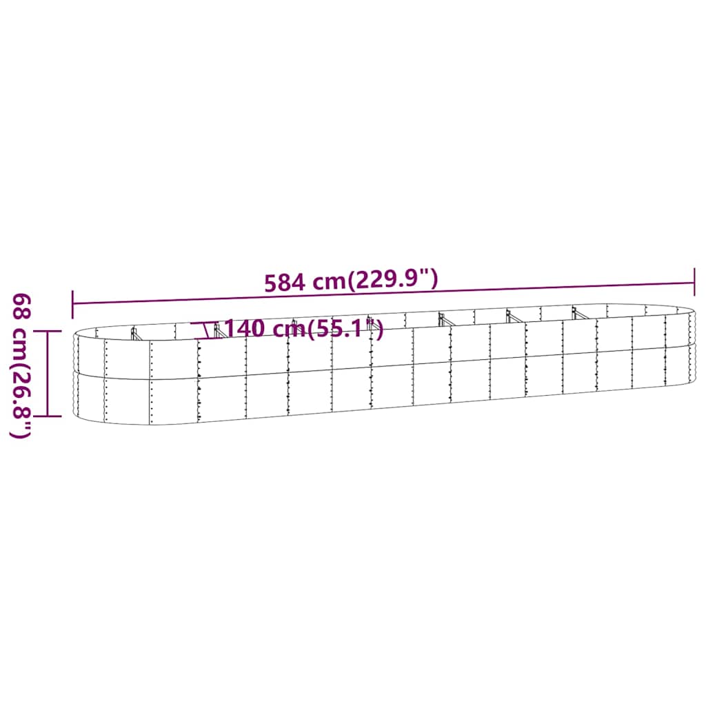 Letto Giardino Acciaio Vernice a Polvere 584x140x68cm Antracite
