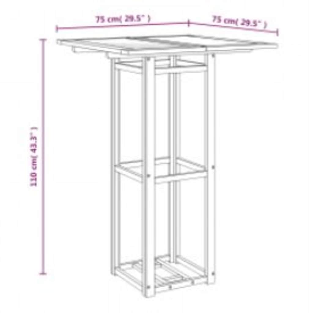 Tavolo da Bistrot 75x75x110 cm in Legno Massello di Acacia
