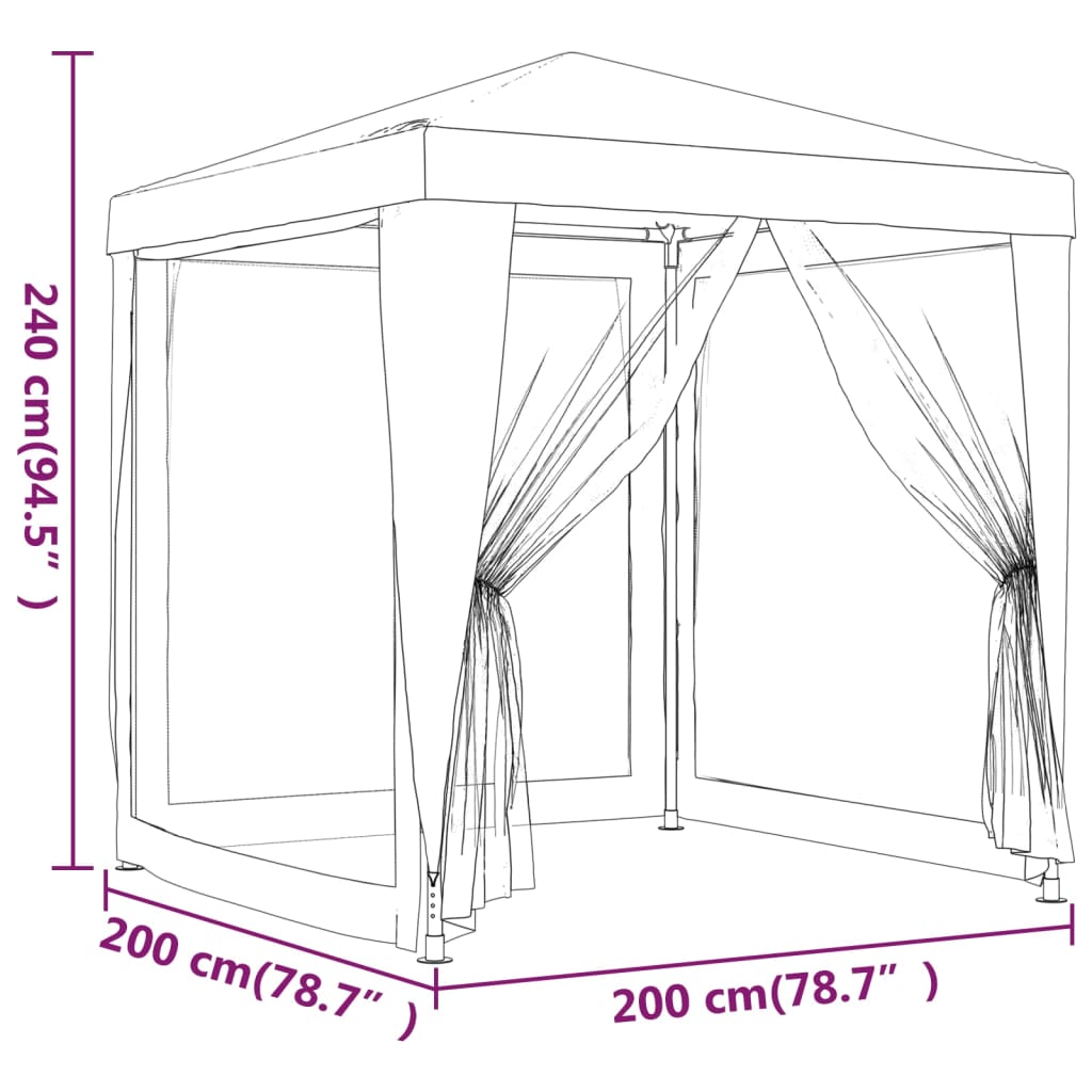Tenda per Feste con Pareti Laterali in Rete 2x2 m HDPE