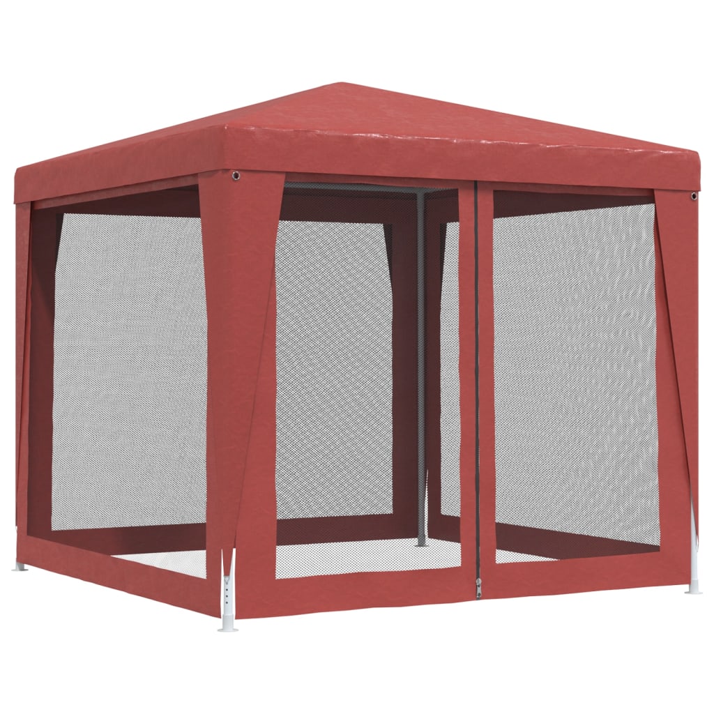 Tenda per Feste 4 Pareti Laterali in Rete Rossa 2,5x2,5m HDPE