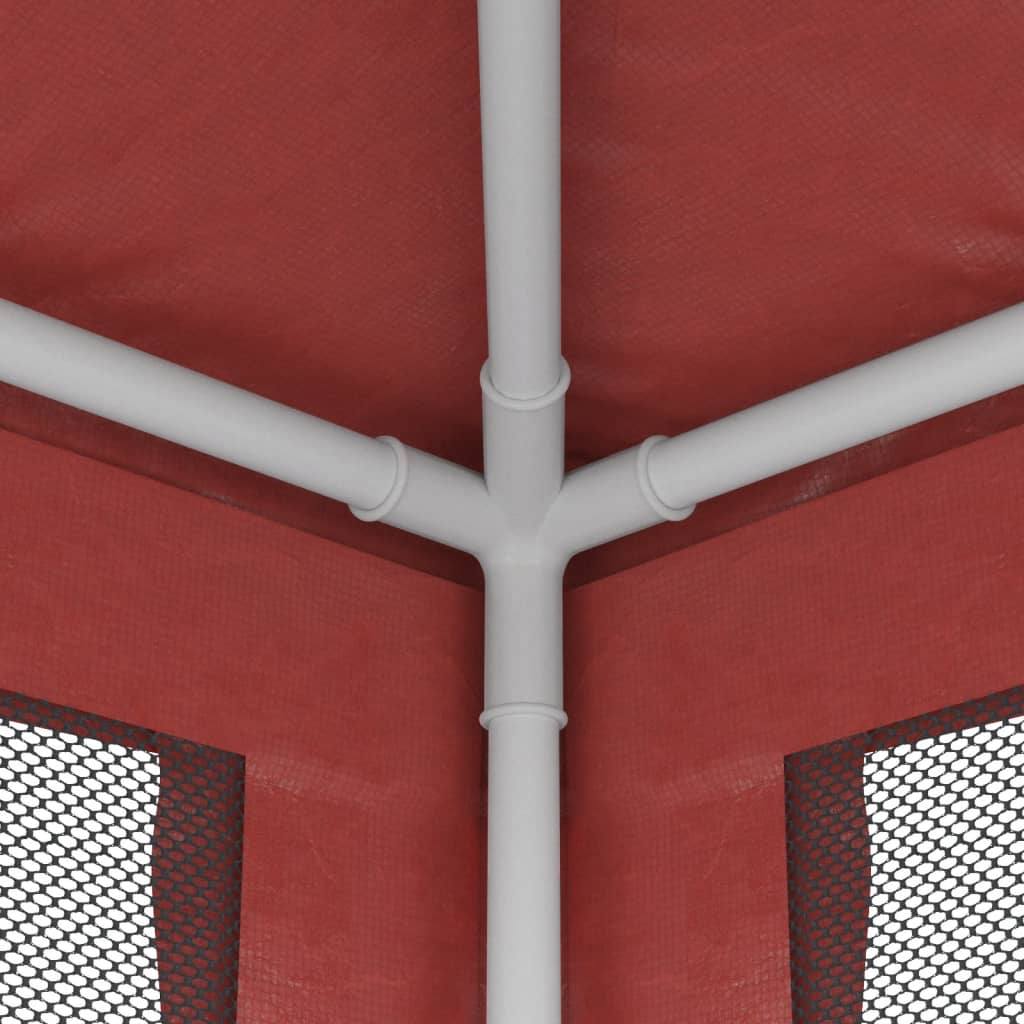 Tenda per Feste con 6 Pareti Laterali in Rete Rossa 3x6 m HDPE