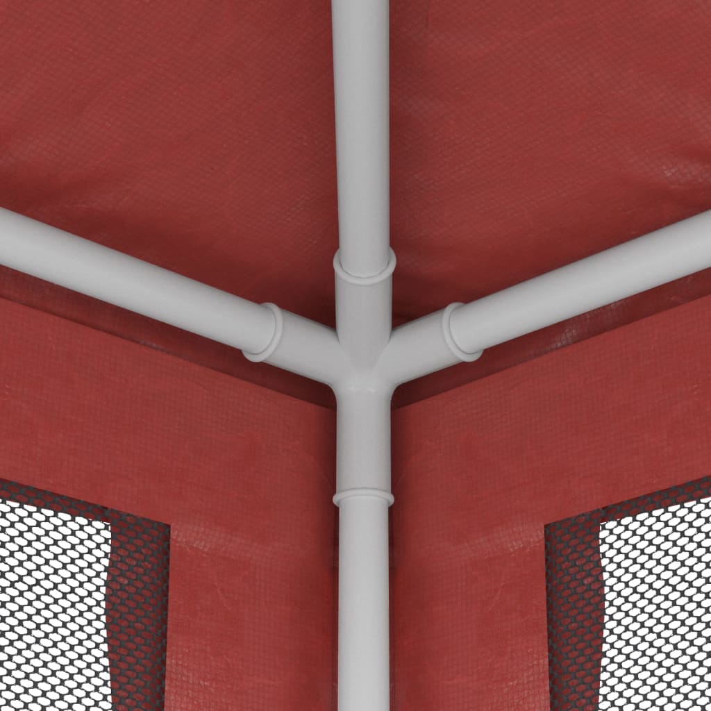 Tenda per Feste con Pareti Laterali in Rete Rossa 3x9 m HDPE