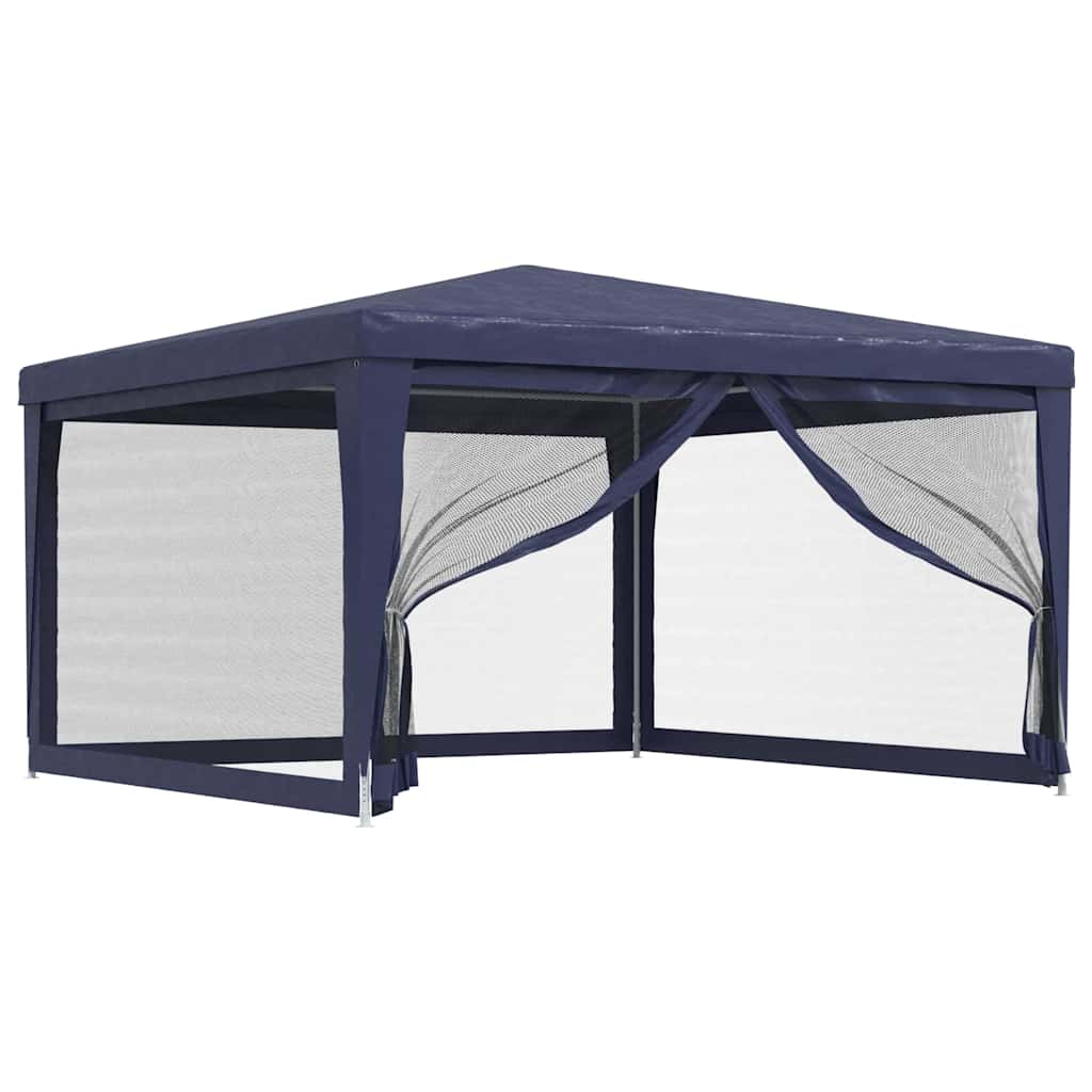 Tenda per Feste con 4 Pareti Laterali in Rete Blu 4x4 m HDPE