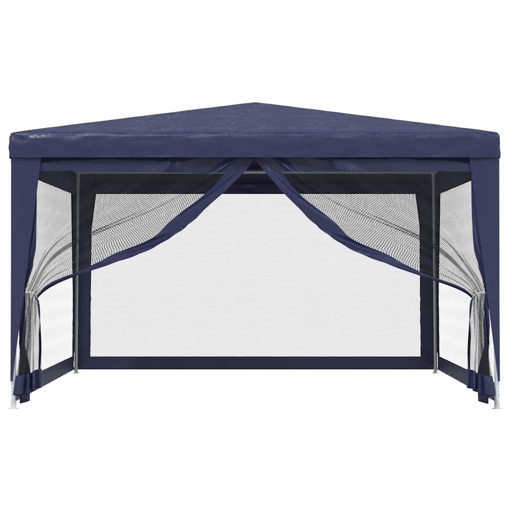 Tenda per Feste con 4 Pareti Laterali in Rete Blu 4x4 m HDPE