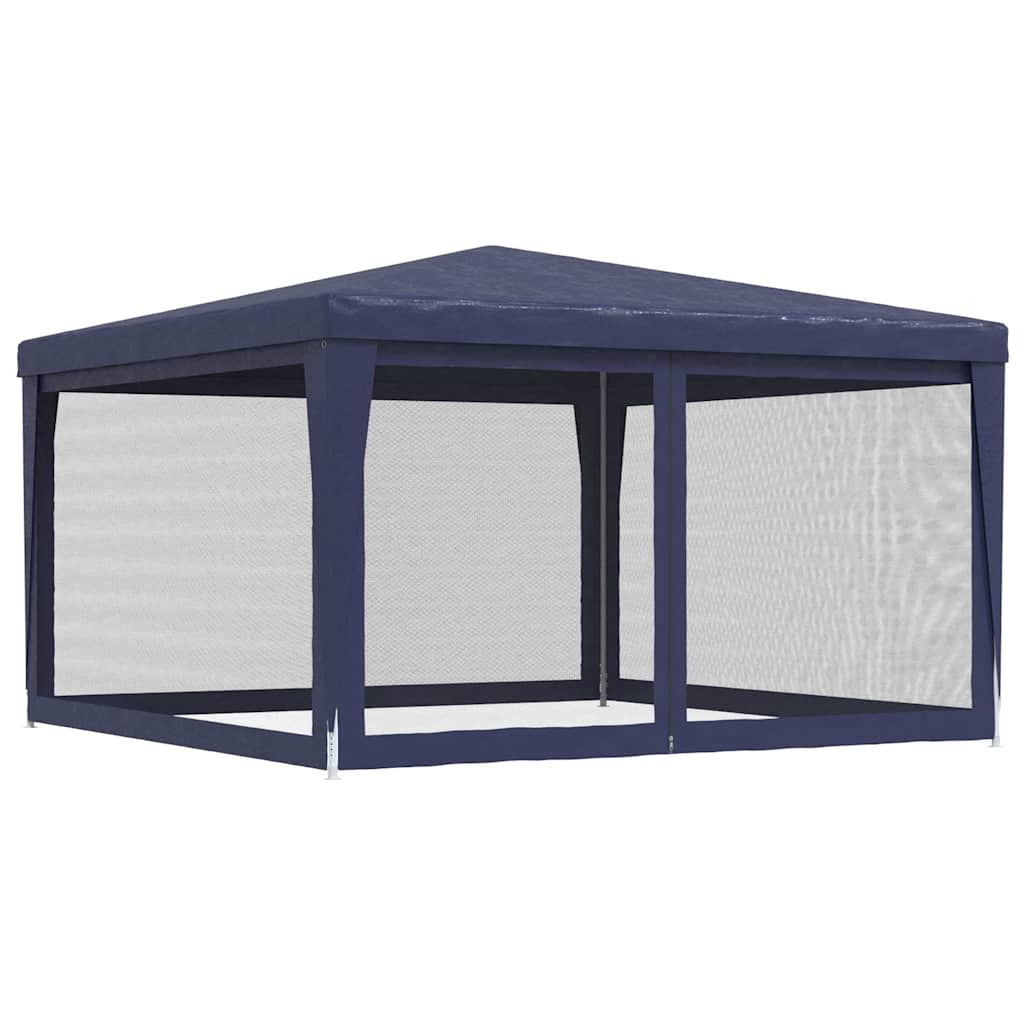 Tenda per Feste con 4 Pareti Laterali in Rete Blu 4x4 m HDPE