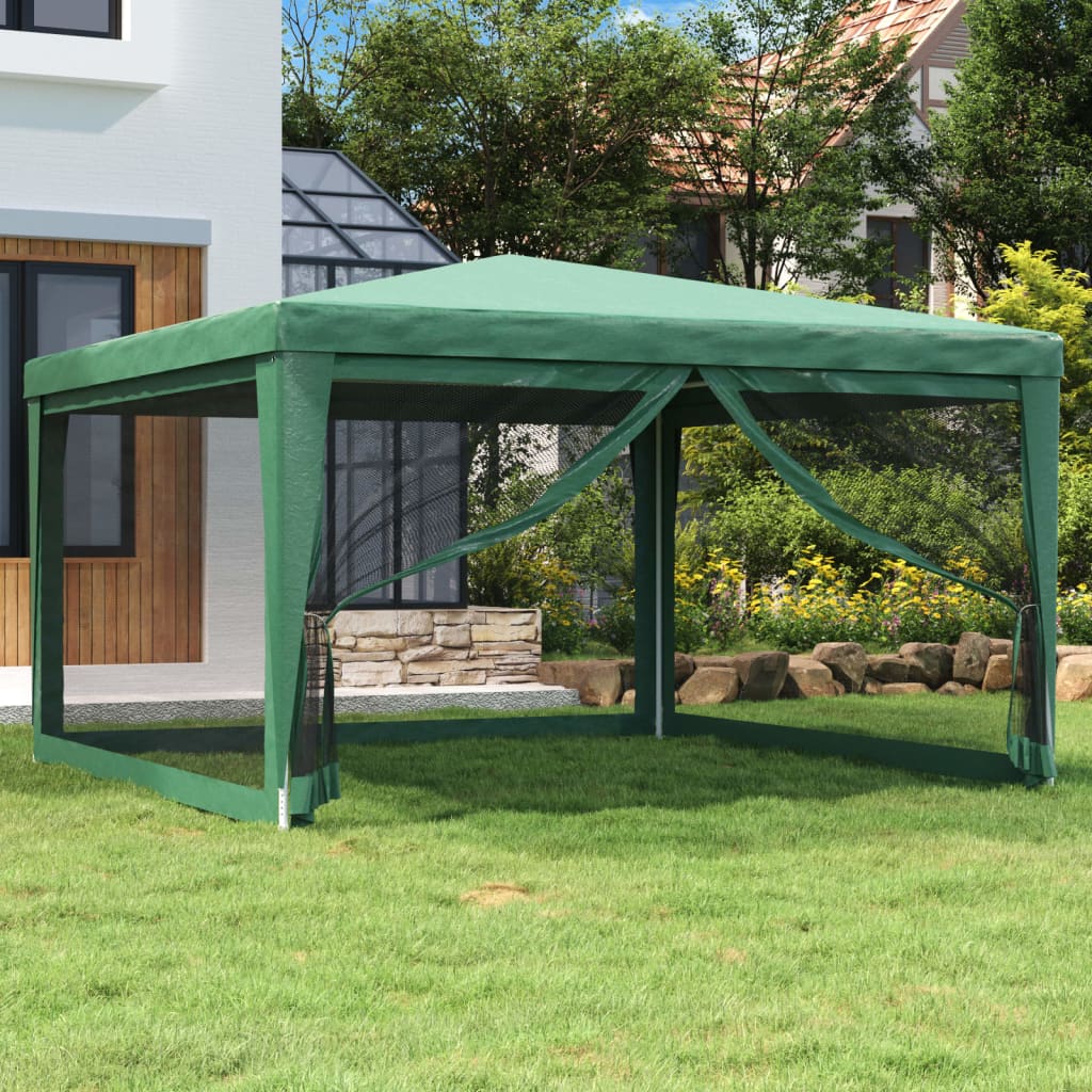 Tenda per Feste con 4 Pareti Laterali in Rete Verde 4x4 m HDPE
