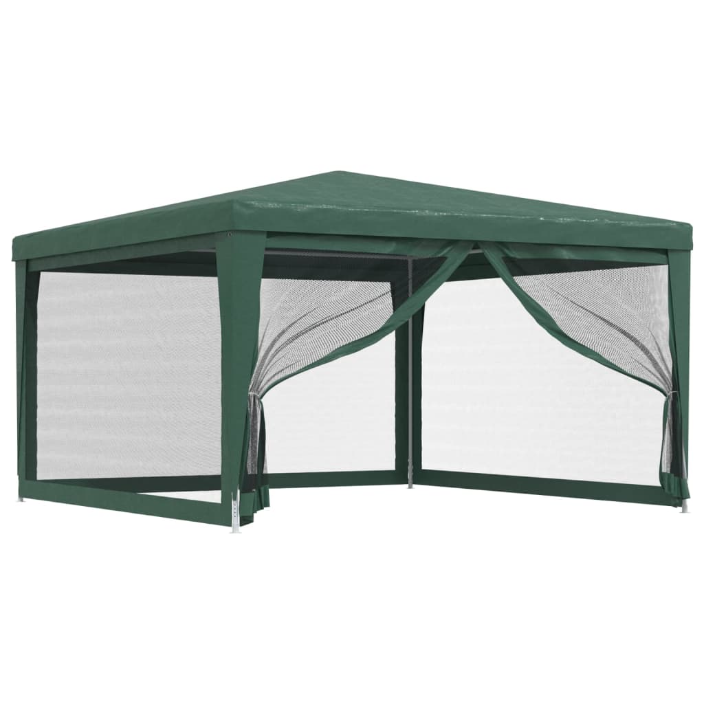 Tenda per Feste con 4 Pareti Laterali in Rete Verde 4x4 m HDPE