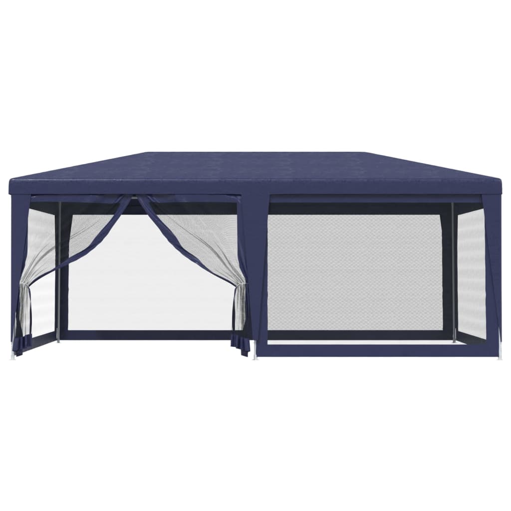 Tenda per Feste con 6 Pareti Laterali in Rete Blu 6x4 m HDPE