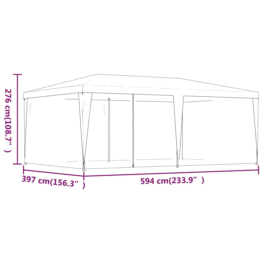 Tenda per Feste con 6 Pareti Laterali in Rete Verde 6x4 m HDPE