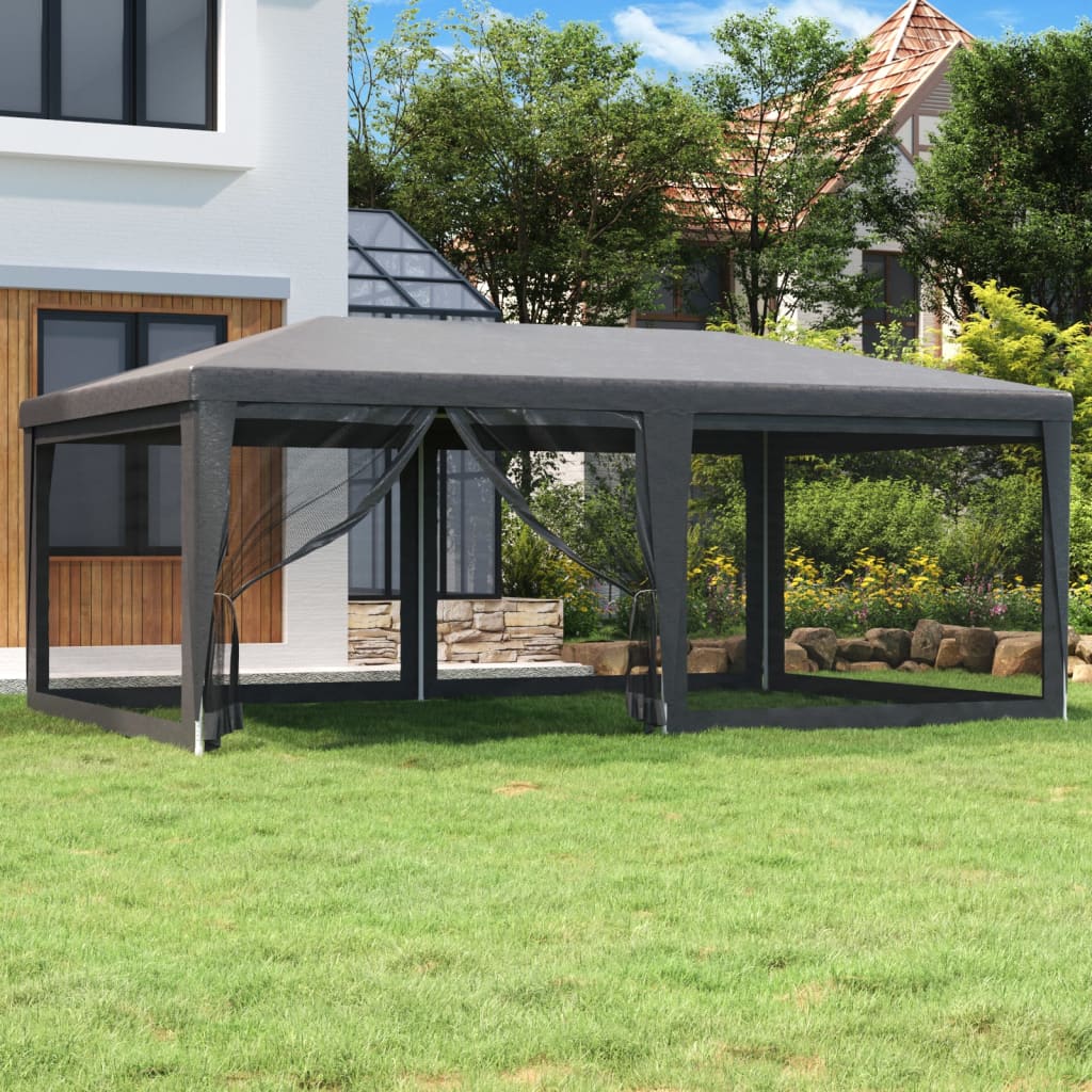Tenda per Feste con 6 Pareti in Rete Antracite 6x4 m in HDPE