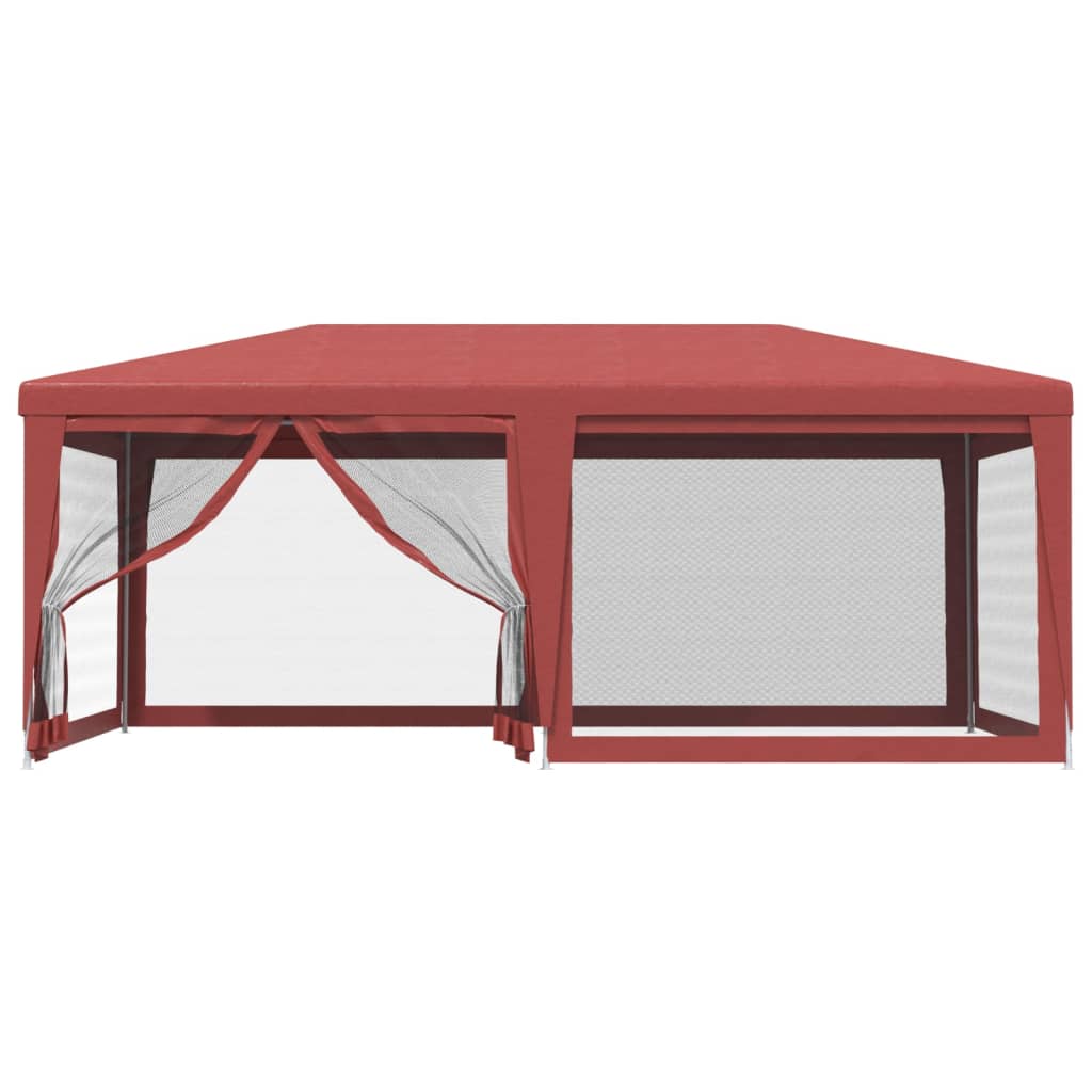 Tenda per Feste con 6 Pareti Laterali in Rete Rossa 6x4 m HDPE