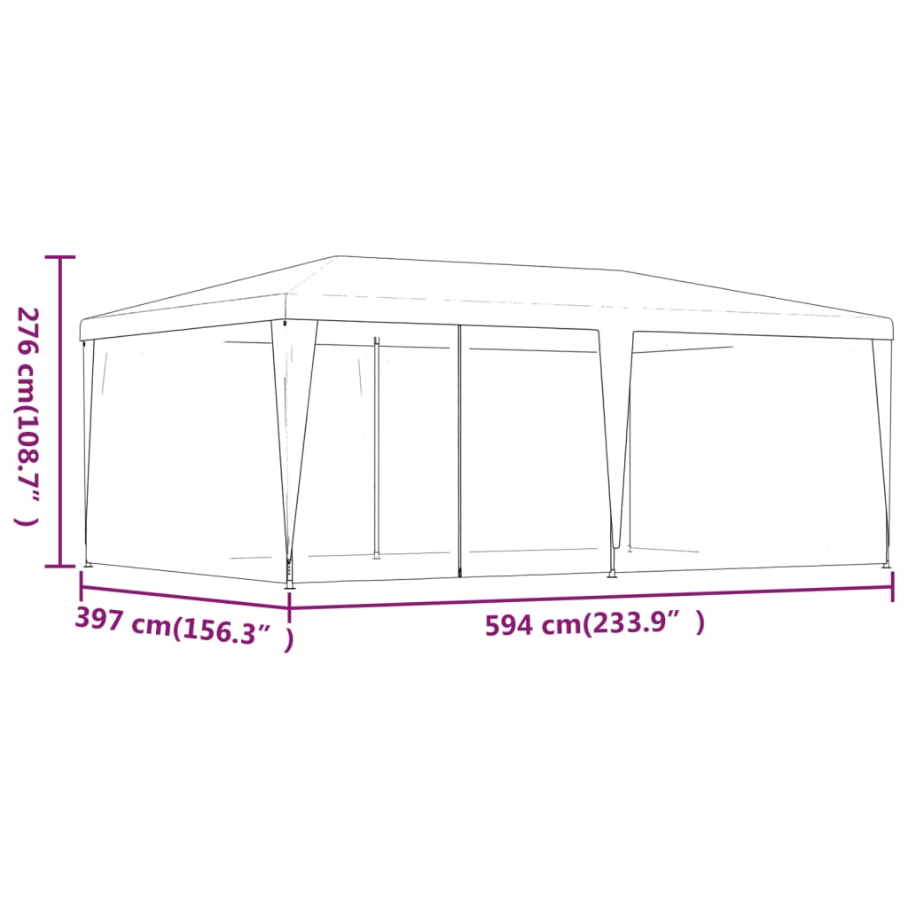 Tenda per Feste con 6 Pareti Laterali in Rete Rossa 6x4 m HDPE