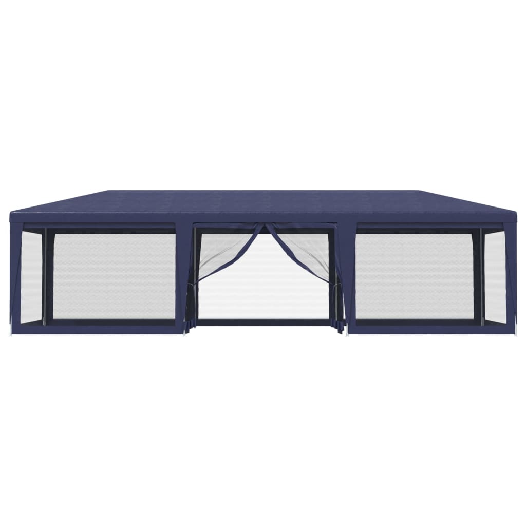 Tenda per Feste con 8 Pareti Laterali in Rete Blu 9x4 m HDPE