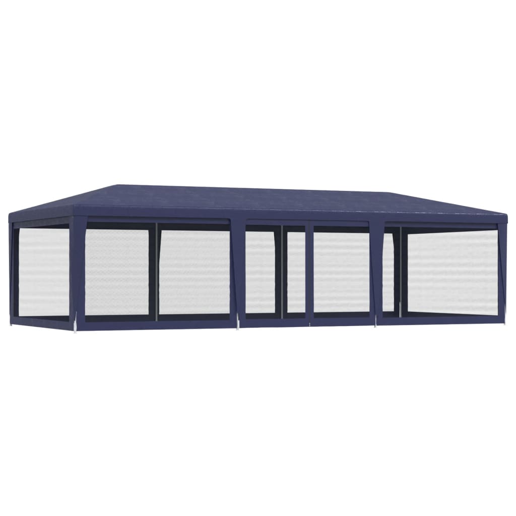 Tenda per Feste con 8 Pareti Laterali in Rete Blu 9x4 m HDPE