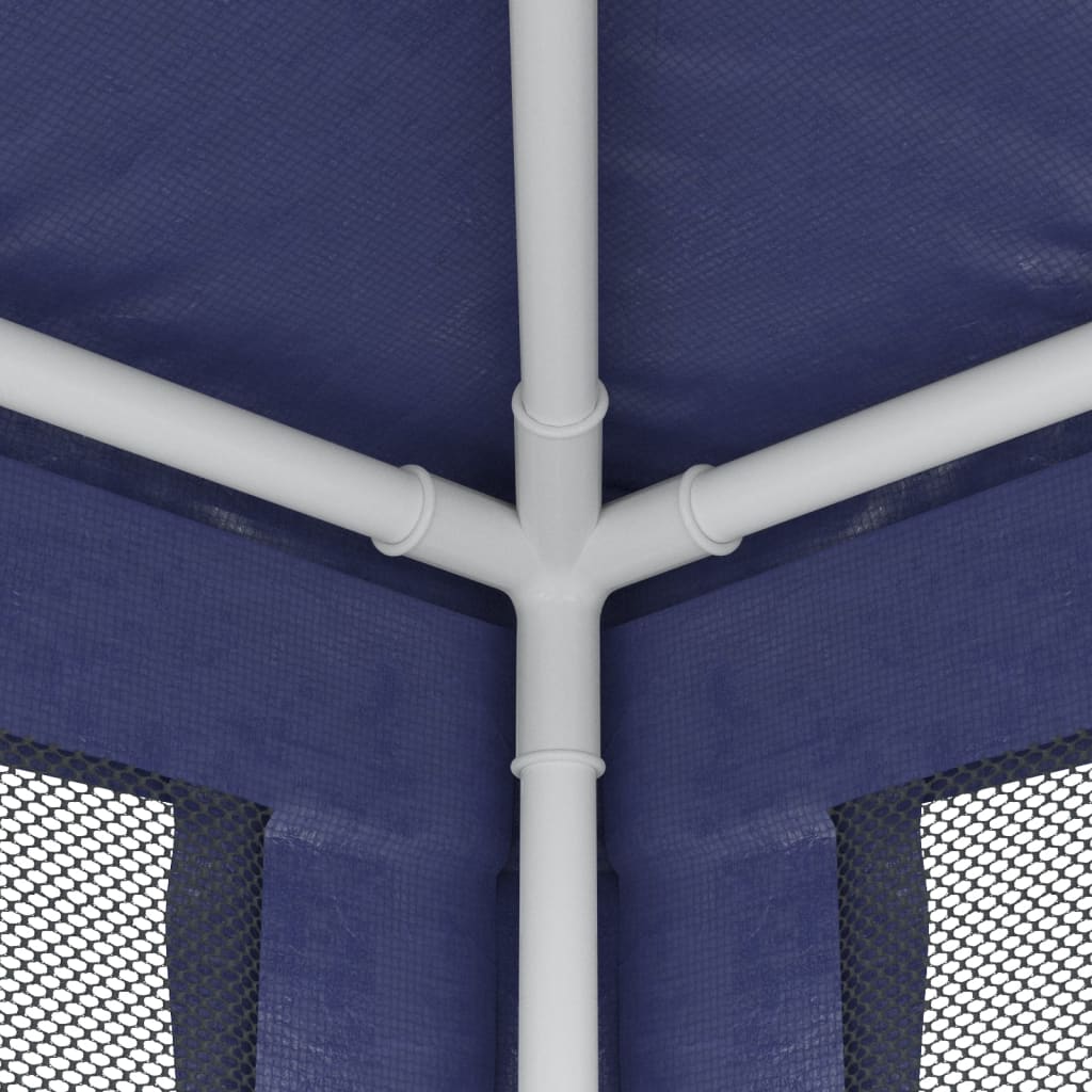 Tenda per Feste con 8 Pareti Laterali in Rete Blu 9x4 m HDPE
