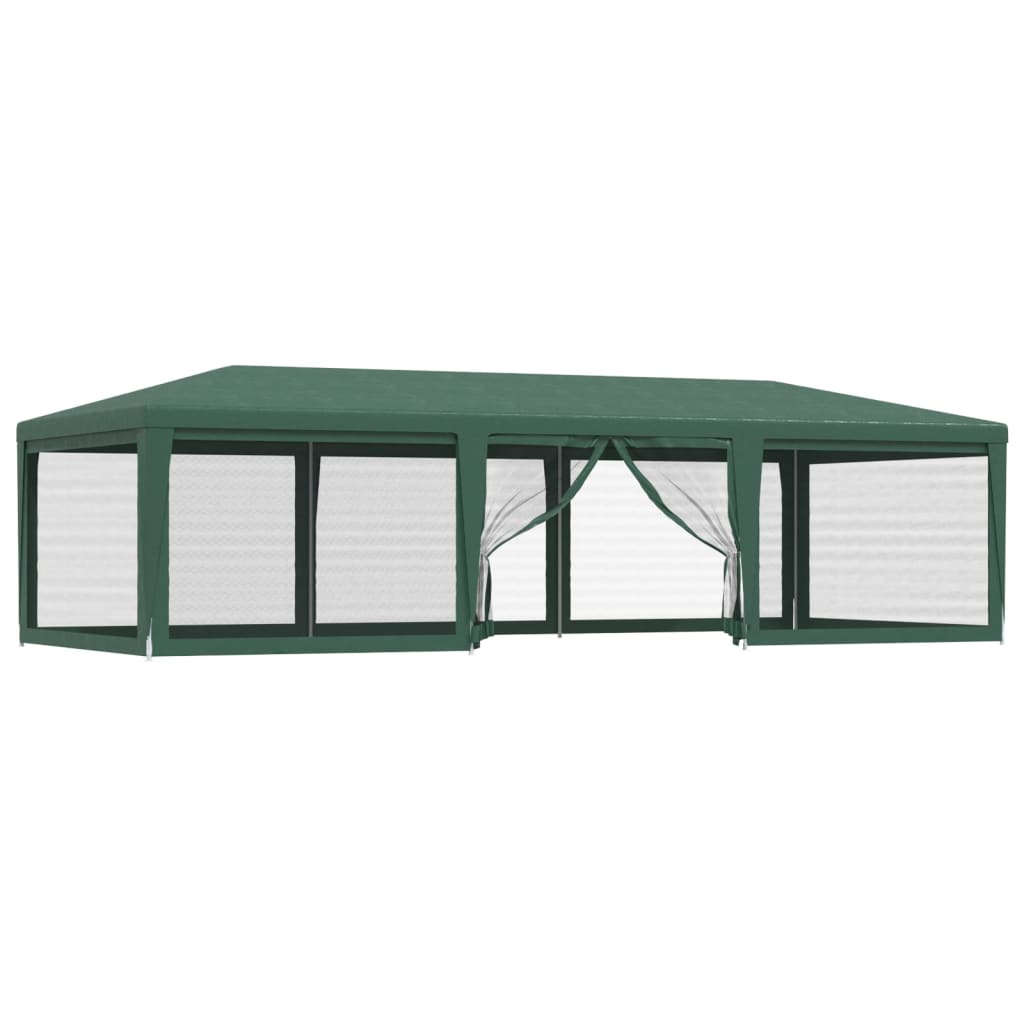 Tenda per Feste con 8 Pareti Laterali in Rete Verde 9x4 m HDPE