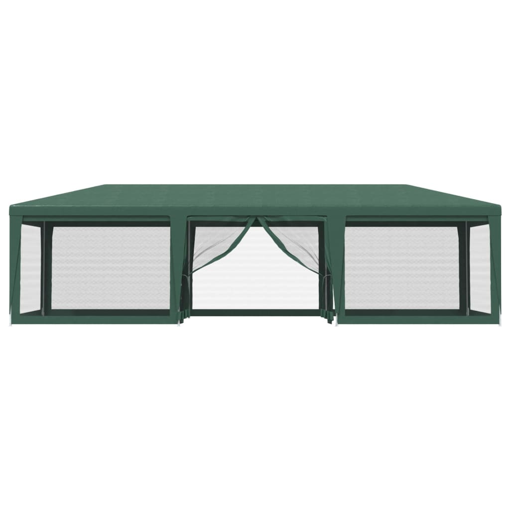 Tenda per Feste con 8 Pareti Laterali in Rete Verde 9x4 m HDPE